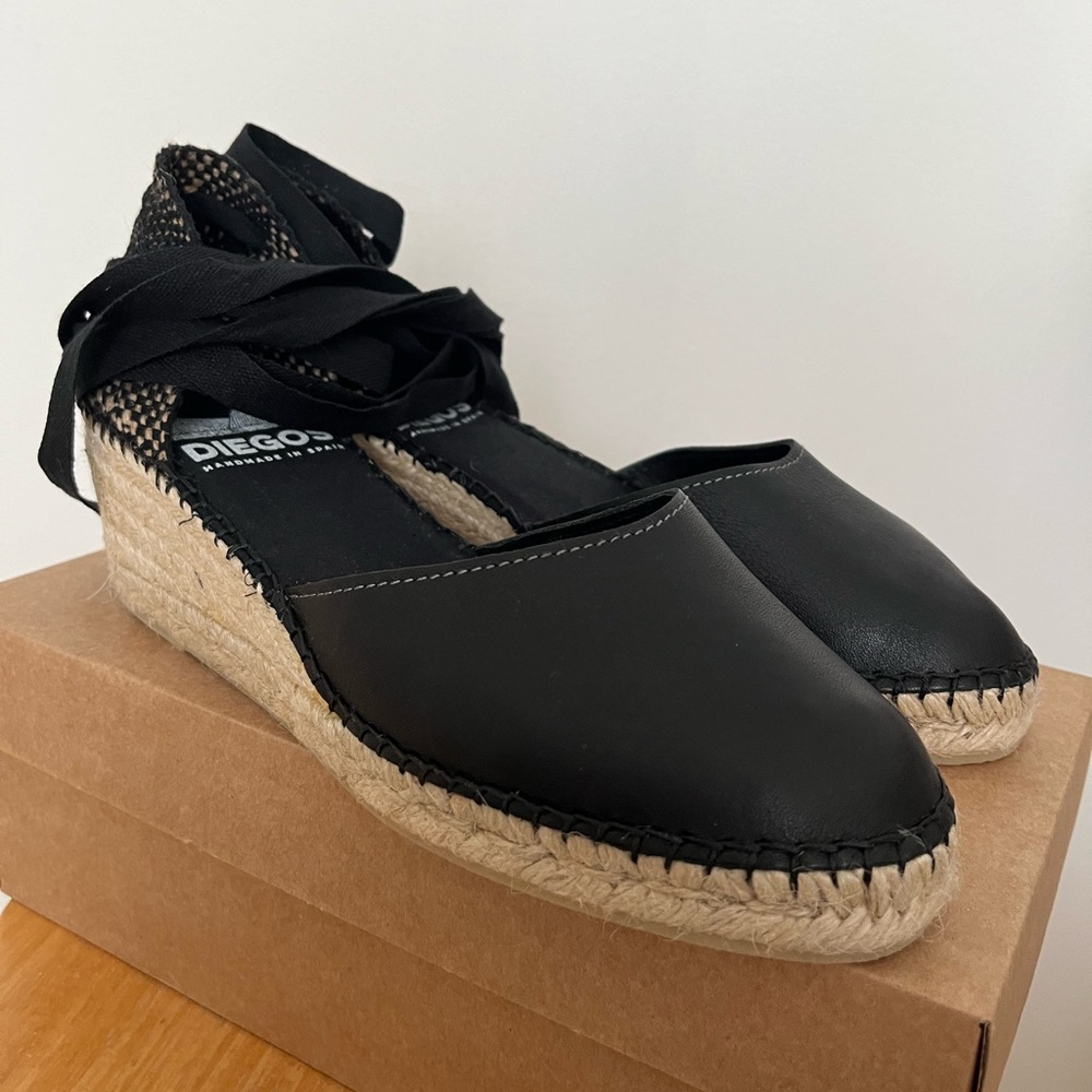 Black Espadrille Wedge Sandals
